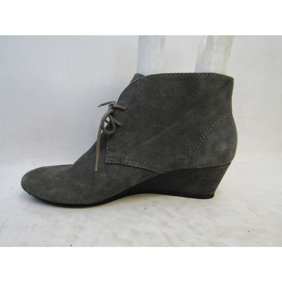 NINE WEST Womens Size 9 M Gray Leather Lace Up Wedge Ankle Fashion Boots Booties - Picture 2 of 11